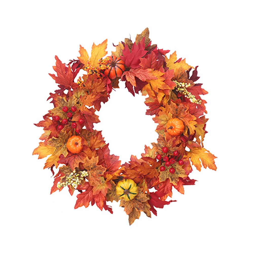 Искусственный венок тыквы 30 см осенний кленовый лист подвесное украшение для