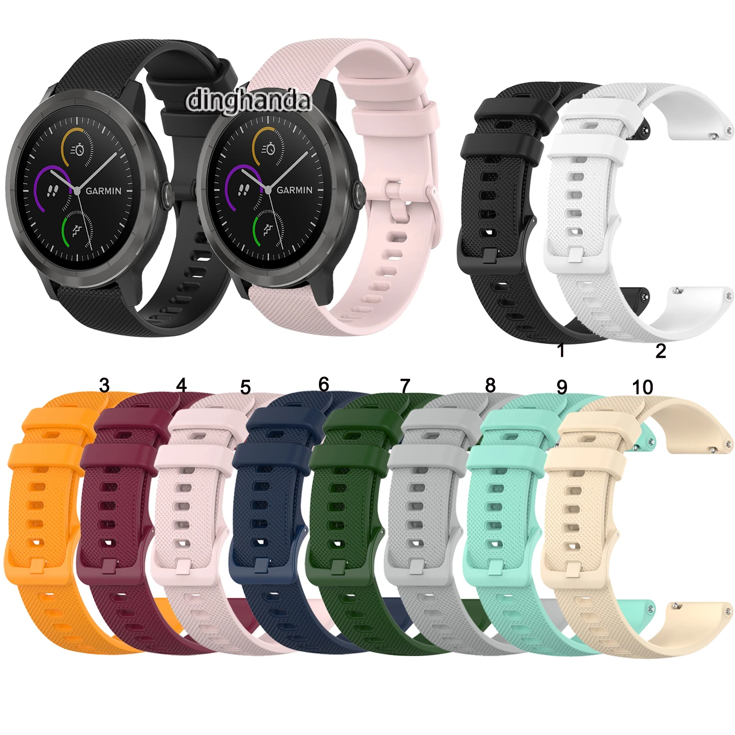 

Colorful Soft Silicone Watch Strap Band For Garmin Vivoactive 3 Replacement band for Forerunner 245 245M 645 645M