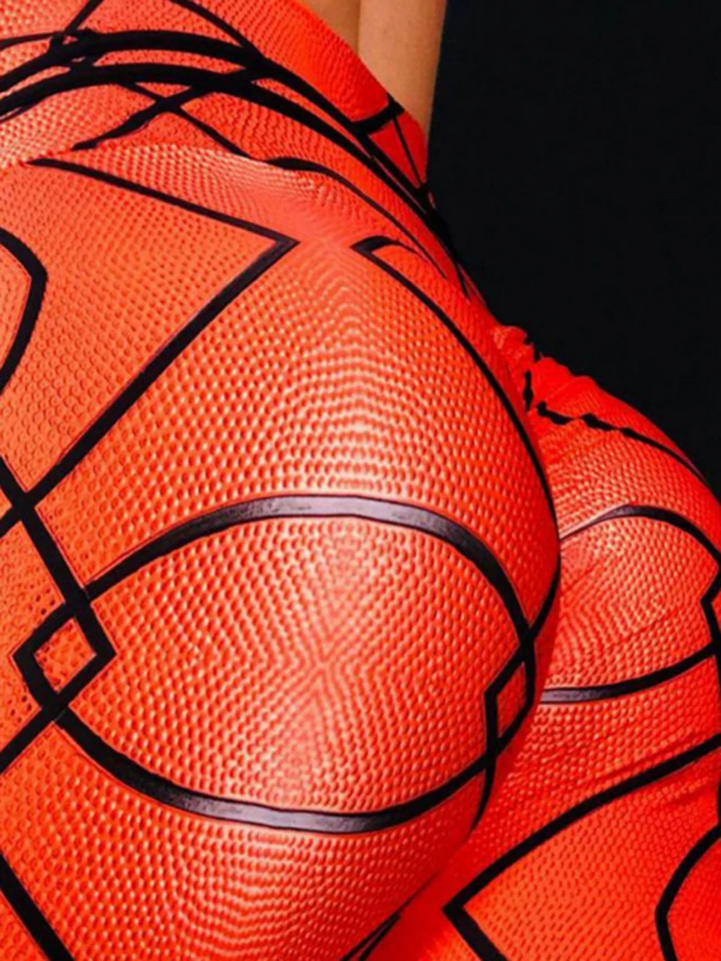 

1PCS Women's Sports Pants Basketball Digital Print Yoga Sports Leggings Hip-up High-waist Fitness Pants S21