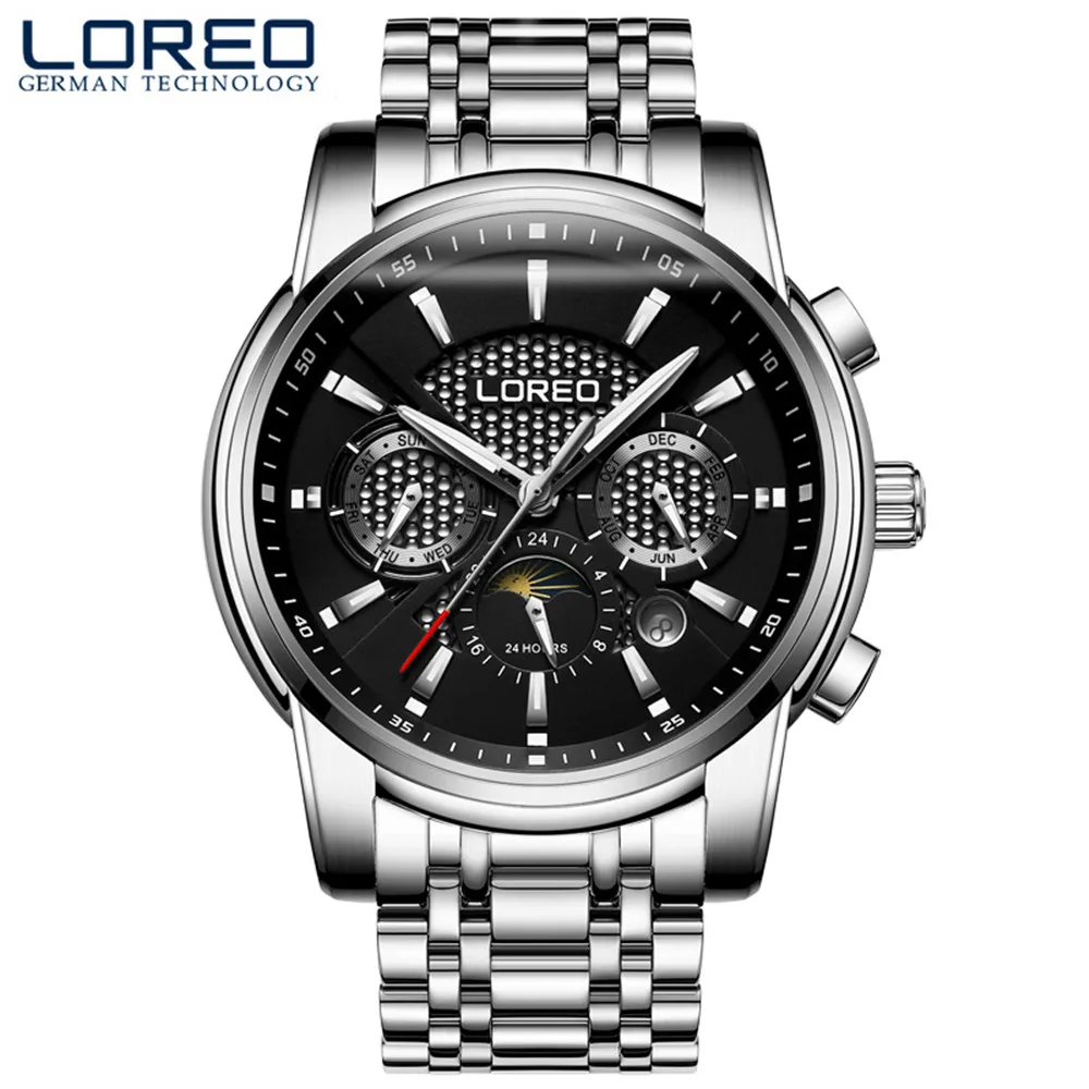 

LOREO Men's Self-Wind Mechanical Watches Sapphire Luminous Waterproof Automatic Watch Men Full Stainless Steel Relojes Hombre