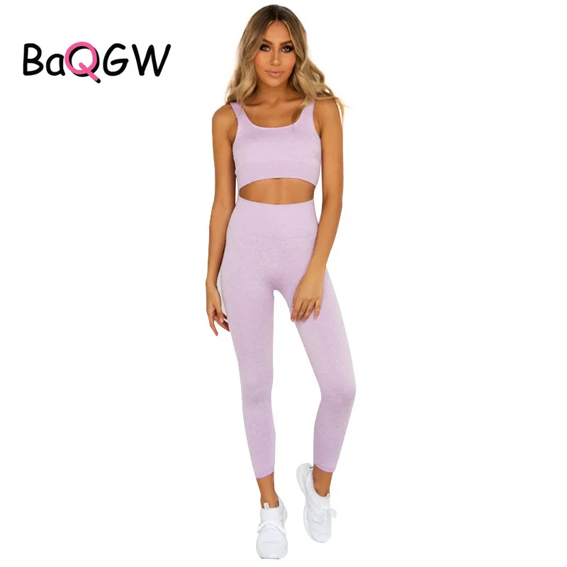 

BaQGW 2PCS/Set Seamless Fitness Women Yoga Suit High Stretchy Workout Sport Set Padded Sports Bra High Waist Sports Legging Gym
