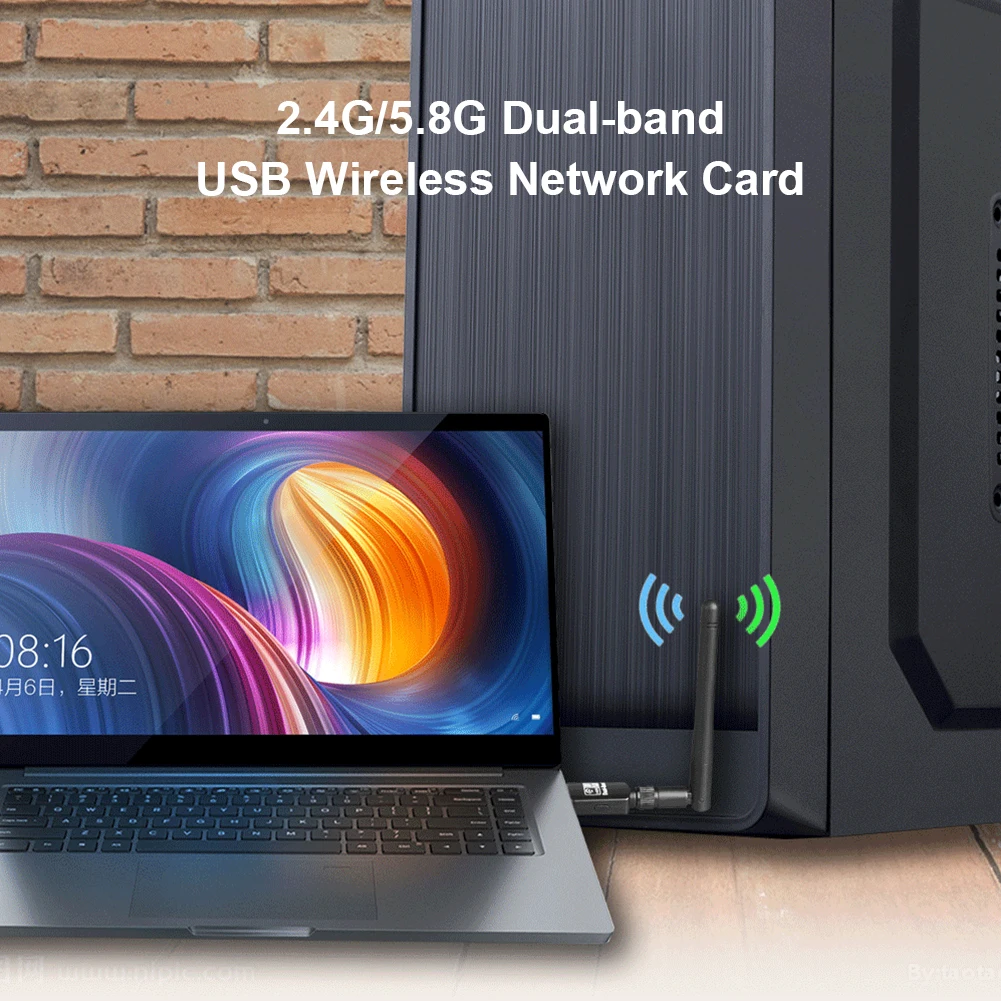 2 in 1 USB WiFi Bluetooth Adapter Dual Frequency 2.4/5.8GHz Wireless Wifi Dongle 600Mbps 802.11AC Ethernet Network Card | Компьютеры и