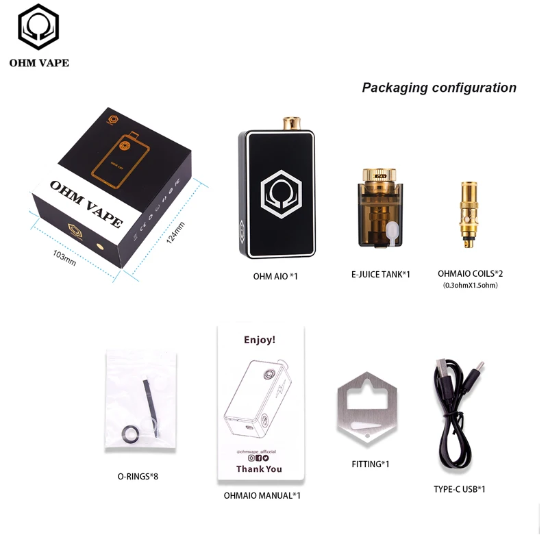 Новый оригинальный набор испарителей Ohm AIO Pod 45 Вт бокс-мод 3 мл испаритель с