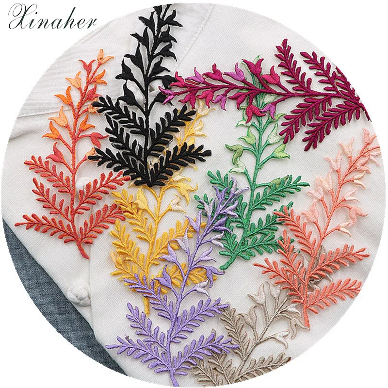 Цветные нашивки с листьями дерева для вышивки одежды аппликация в стиле панк