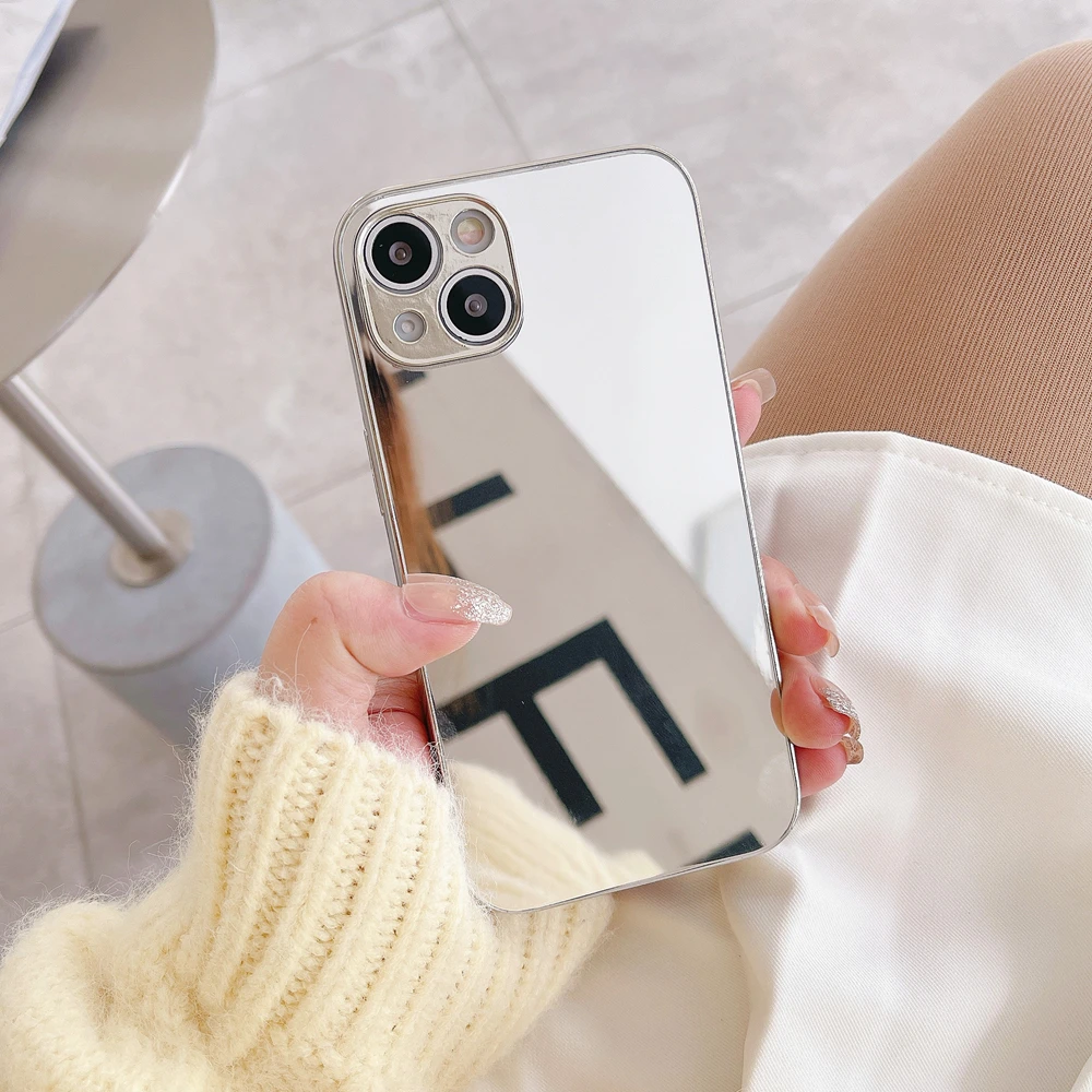 Роскошный чехол для телефона с серебряным покрытием и зеркальной травой iPhone 13 12 11