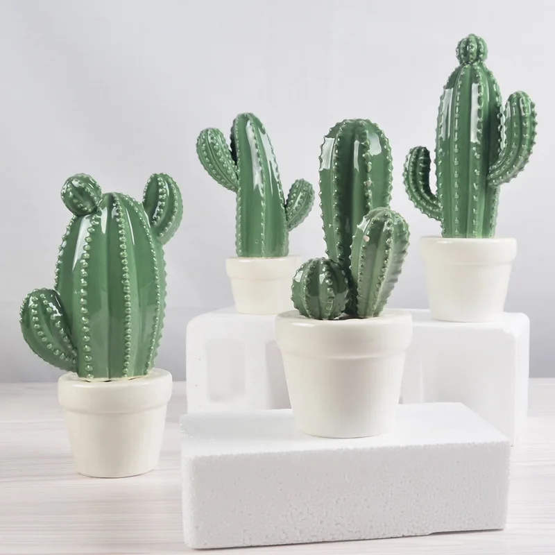 Simulation ceramic cactus multi-potted desktop fake succulent flower pot office decoration living room decoration garden layout