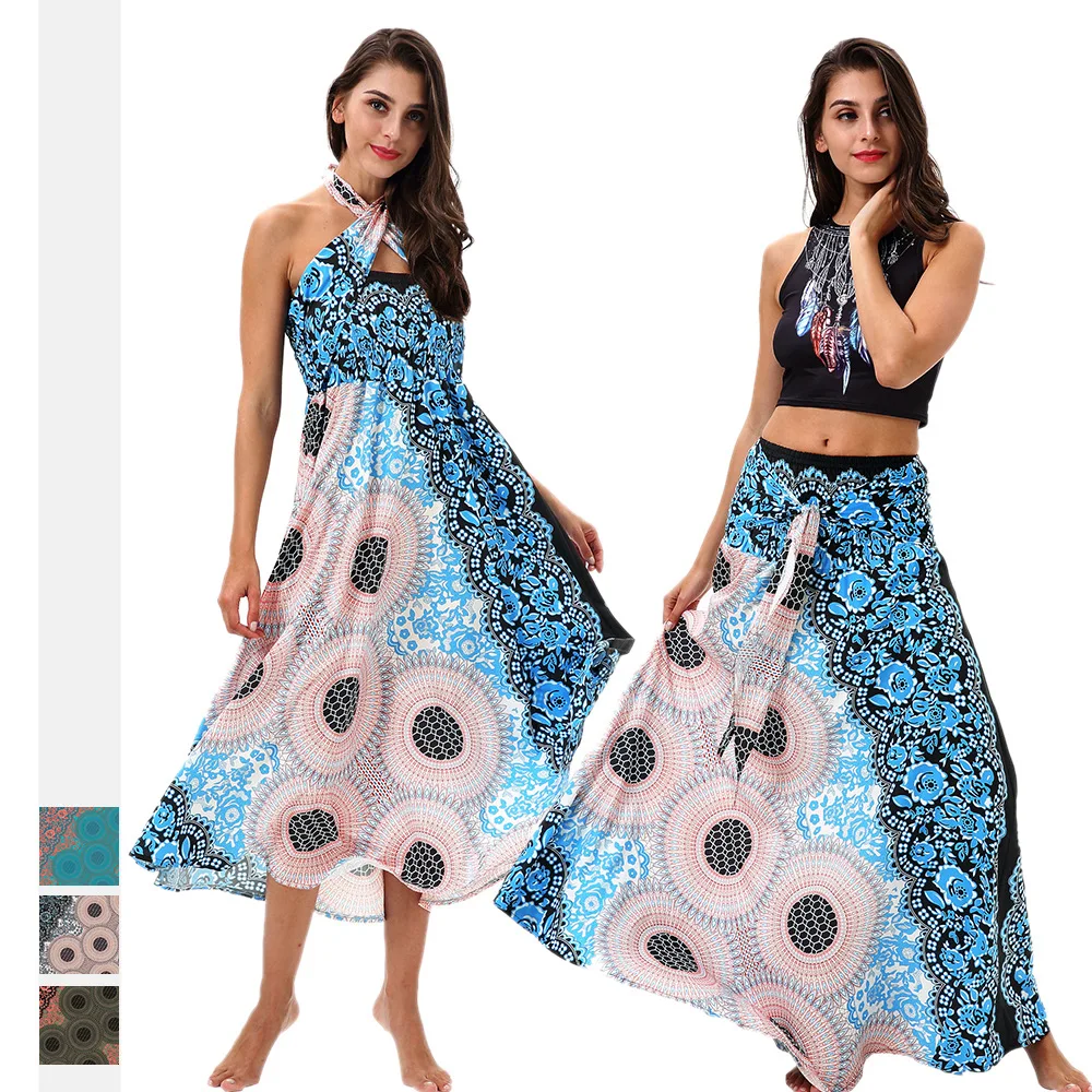 Один размер платье с цветочным принтом для женщин в тайском стиле Bing Пышная юбка