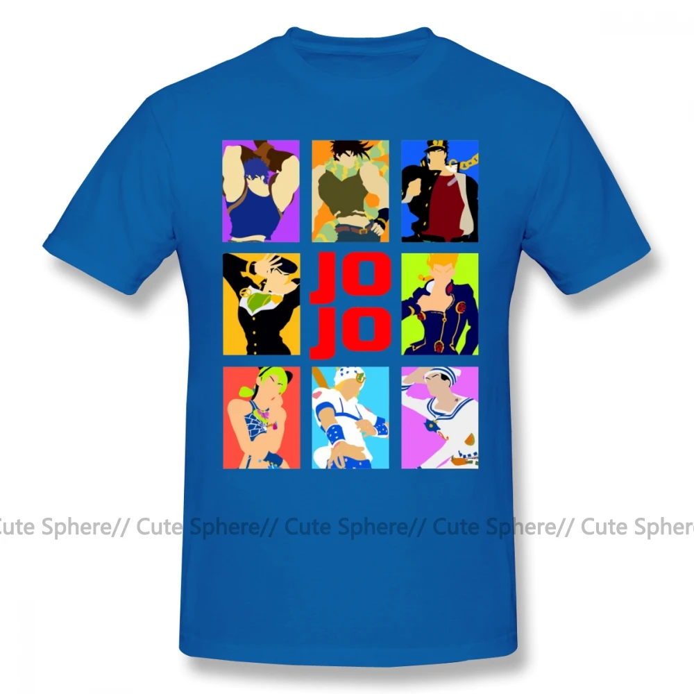 Blue Jojo причудливая футболка Jojo S причудливая футболка с коротким рукавом летняя футболка забавная графическая 5x100 Хлопковая мужская футболка - Цвет: Blue