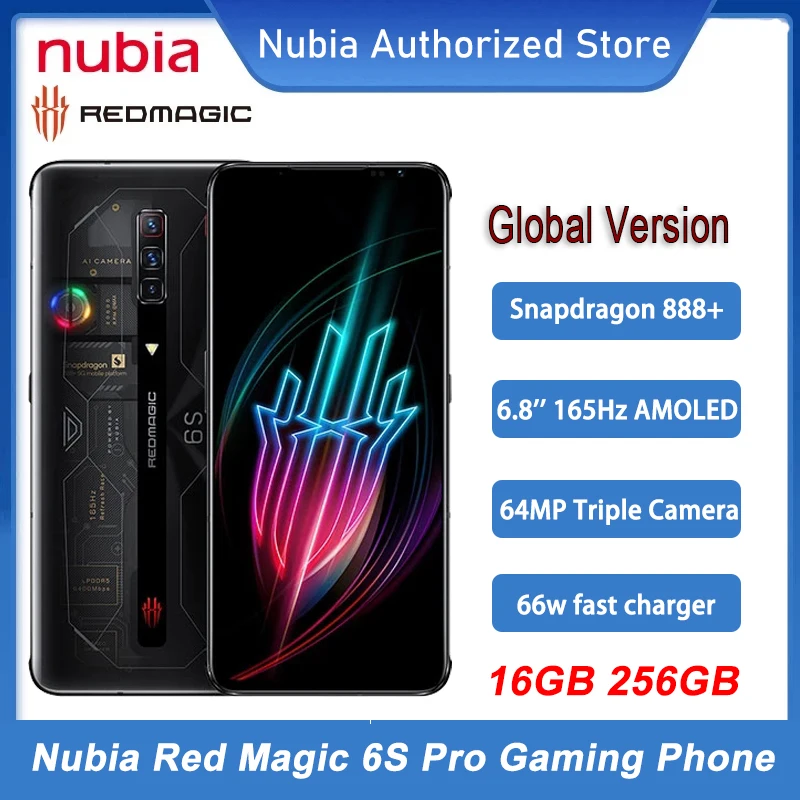 

Игровой смартфон глобальная версия Nubia RedMagic 6S Pro, Snapdragon 888 plus, мобильный телефон 6,8 '', 165 Гц, AMOLED, Red magic 6S pro