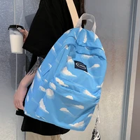 2021 summer nylon backpack clouds printing book schoolbag for teenage girls fashion student double shoulder rucksack satchel