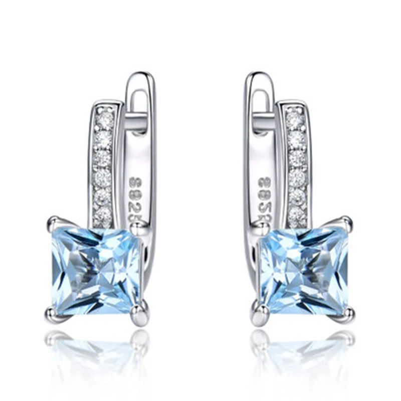 

Небесно-Голубой топаз драгоценный камень Клипсы Серьги в наборе из стерлингового серебра и модный романтичный модные ювелирные изделия св...