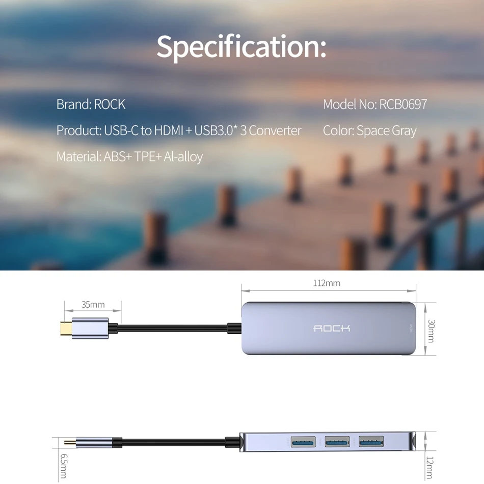 ROCK 4 в 1 станция dex для samsung S10 S9 Plus dex кабель usb type-C к HDMI 3 USB 3,0 адаптер портов для huawei mate 20 P30 Pro