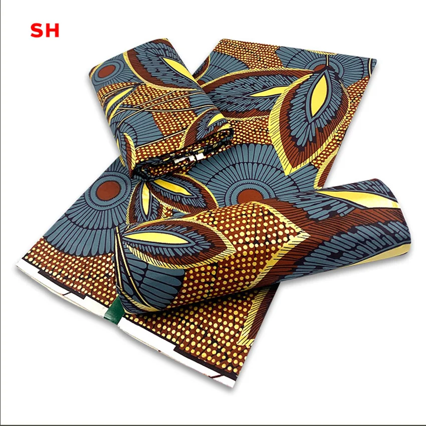 

New South African Bronzing Gold Dust Wax Cloth High Quality Bronzing Printing High-quality Cotton Fabric Women H210601