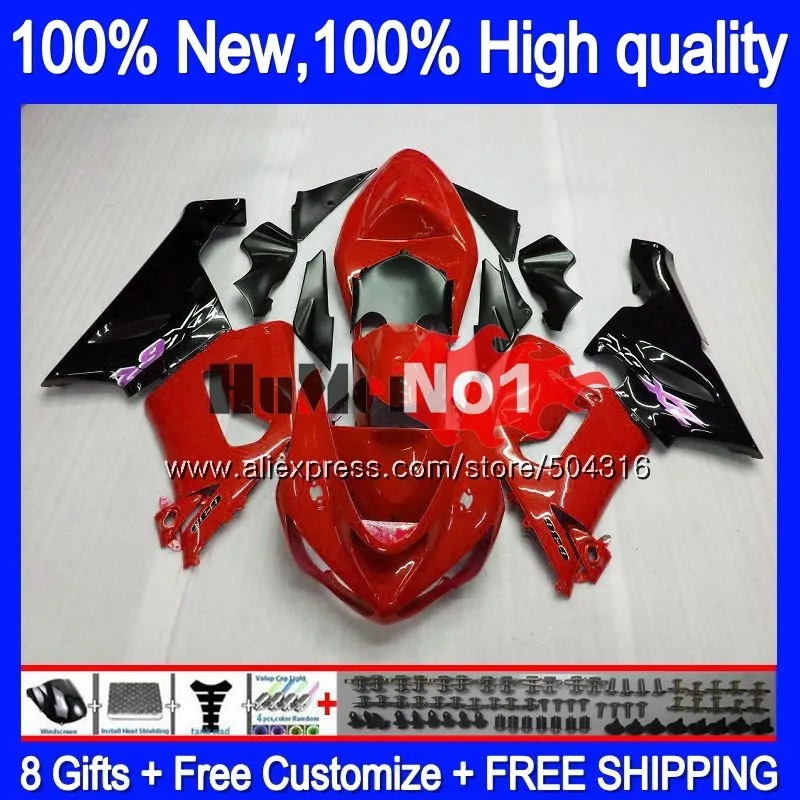 

Body For KAWASAKI ZX-636 600 CC ZX 6R 600CC 6 R ZX6R 05 06 60MC.0 ZX636 ZX600 ZX 636 ZX-6R 2005 2006 Fairing kit Factory red blk