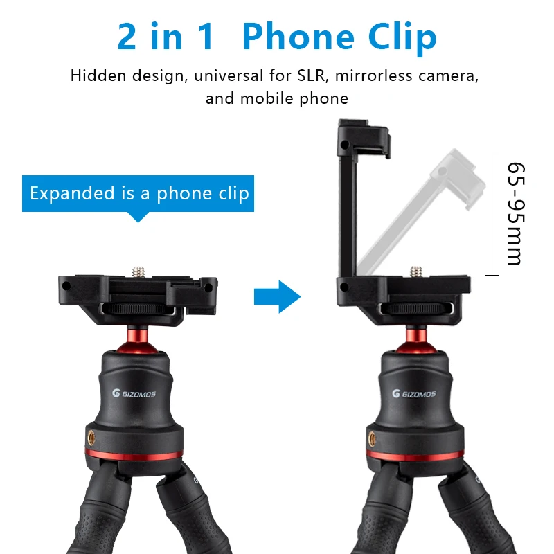 Штатив Осьминог GIZOMOS GM7 Гибкий штатив для путешествий мини селфи настольный