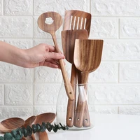 teak spatula wooden soup spoon long handle salad mixing spoon shovel household cooking kitchenware accessories utensil set