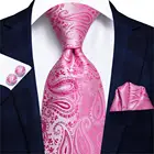 Hi-Tie мужской галстук из 100% шелка, розовый, с узором пейсли, 8,5 см