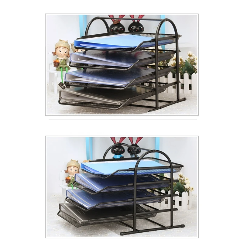 

Desktop Bookshelf Office File Shelves Simple Desk Storage Shelf Folder Organizing Folders for Documents azines -Black