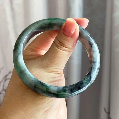 

Zheru jewelry natural Burmese blue flower two-tone jade 54mm-64mm bracelet elegant princess jewelry, best gift for girlfriend an