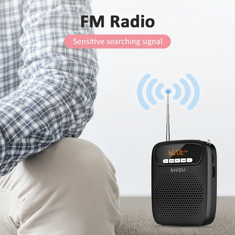 Усилитель голоса SHIDU S278 15 Вт с микрофоном FM-радио AUX портативный Bluetooth-динамик для