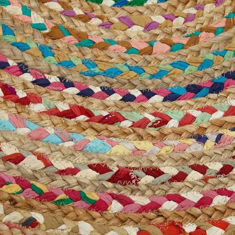 

Household Hand Woven Rugs Jute and Cotton Natural Woven Style Round Reversible Modern Country Look Rug