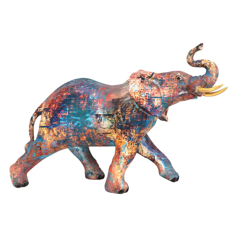 

Новинка полимерные поделки 41 см геометрический ходящий слон скульптура украшения имитация животного украшение для дома статуя Декор