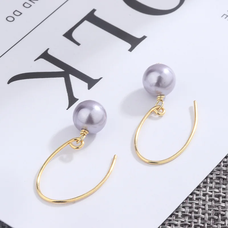 

S925 pure silver Korean style simple shell pearl eardrop with 14K Pearl earhook