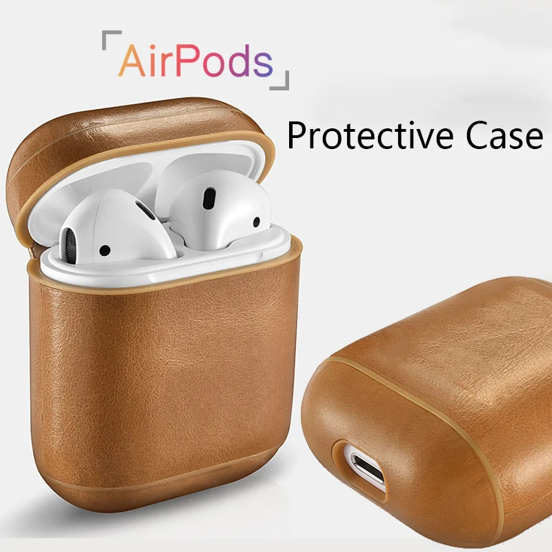 Чехол из натуральной кожи для Apple Airpods 1 2 Bluetooth наушники для Air pod чехол противоударный защитный чехол для наушников
