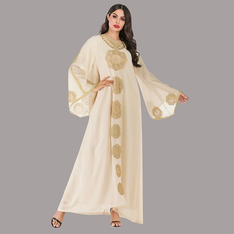 Мусульманское Макси платье абайя кафтан Марокканское Катарское Оман с вышивкой