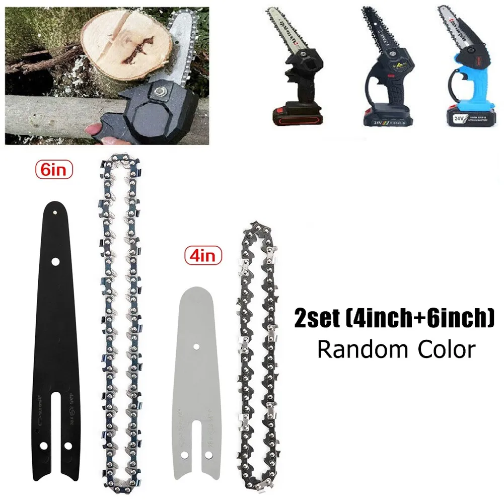 

4/6Inch 1/4"LP Pitch 0.050'' Gauge Chainsaw Guide Bar With 1pc Chain Set For Electric Shears Wood Cutting Logging And Pruning