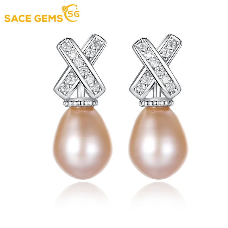 

SACE GEMS Women Earrings S925 Sterling Silver Natural Pearl Eardrop Zircon Fashion Boutique Jewelry Gift Accessories Ear Stud
