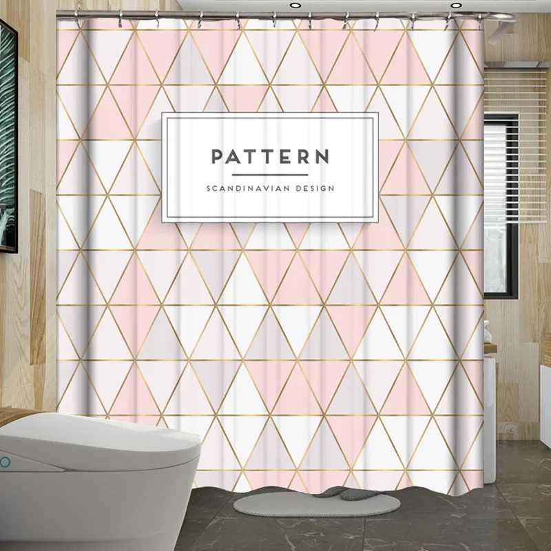 Скандинавская занавеска для душа Геометрическая Розовая Занавеска ванны ванной