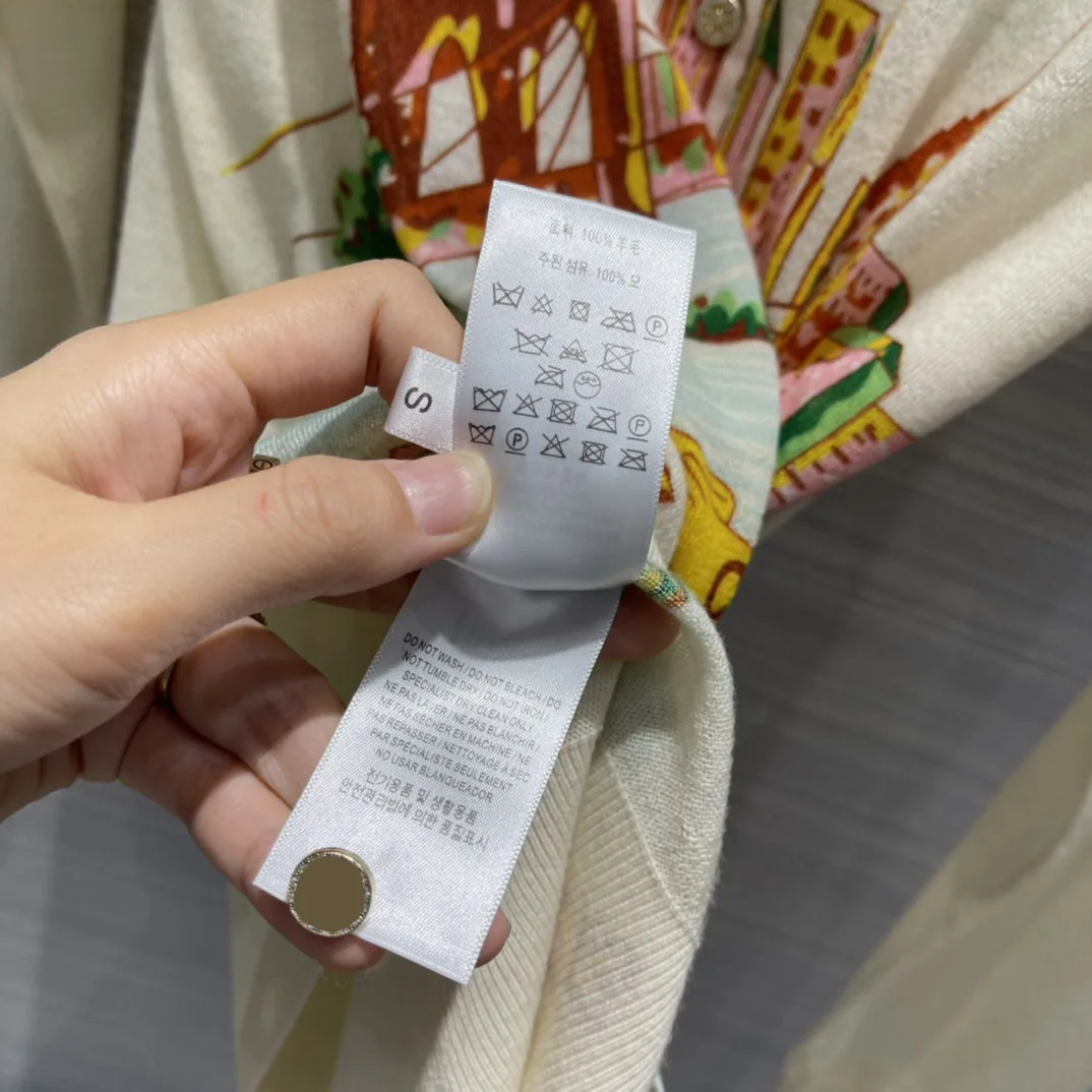 

Fashion City Print Cardigans for Women Autumn New 2021 O-neck Long Sleeve Loose Cardigan High-end Brand 100% Wool Cardigans Lady