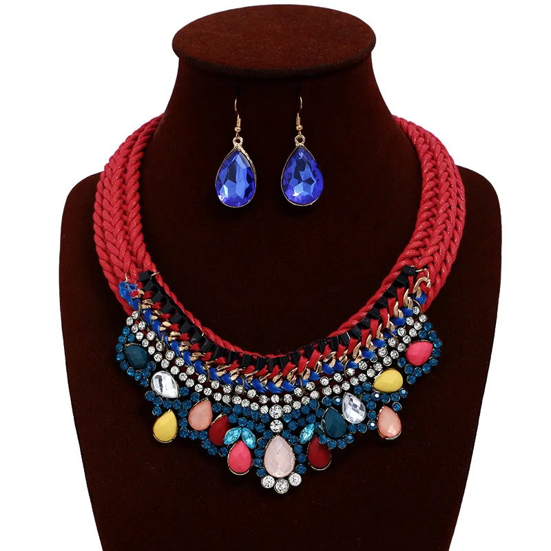 Богемное ювелирное изделие модное ожерелье серьги украшенные роскошным