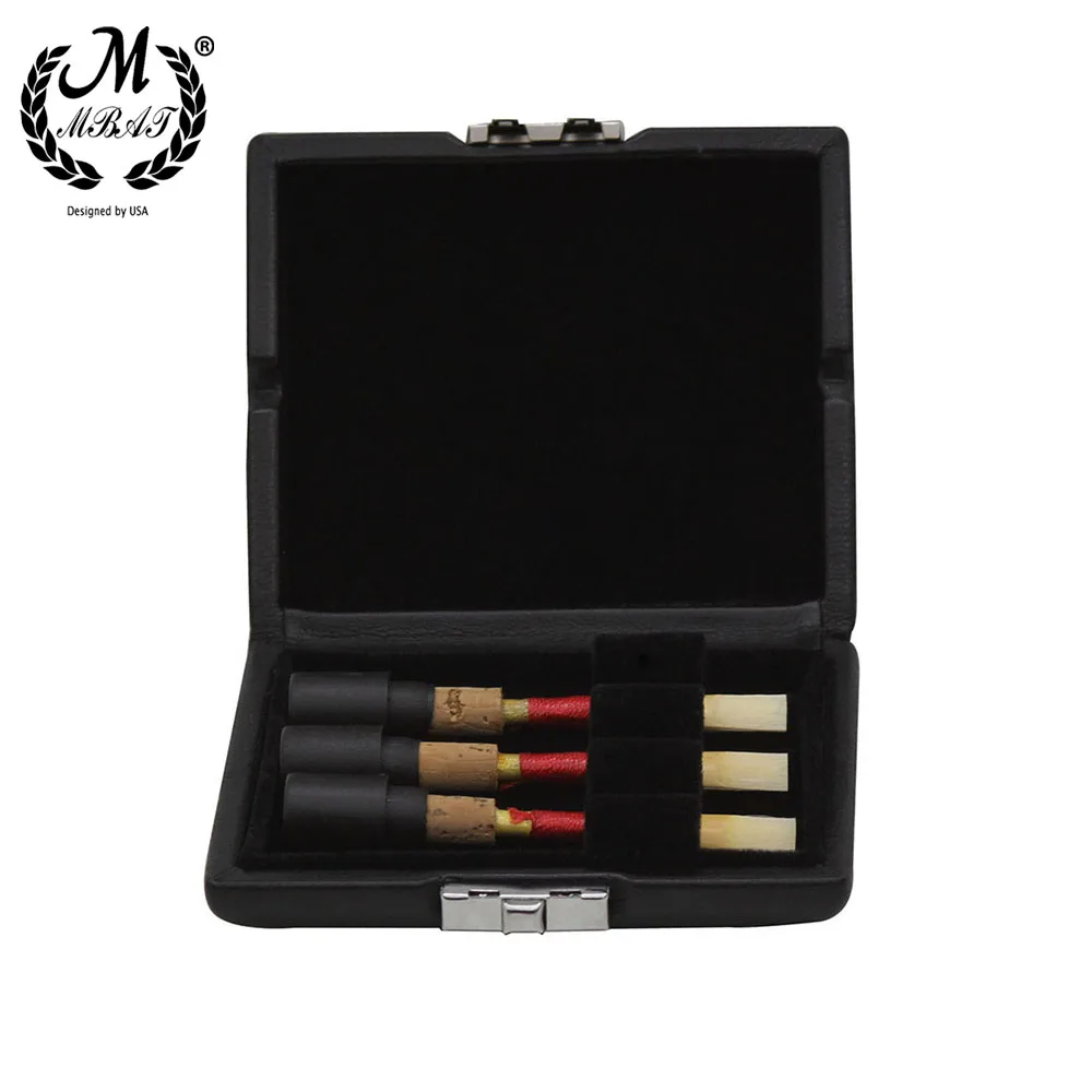 M MBAT Reedcase PU Leather Cover Reed Storage Box Case for Oboe Bassoon 3pcs Reeds Oboe Bassoon Woodwind Instrument Accessories