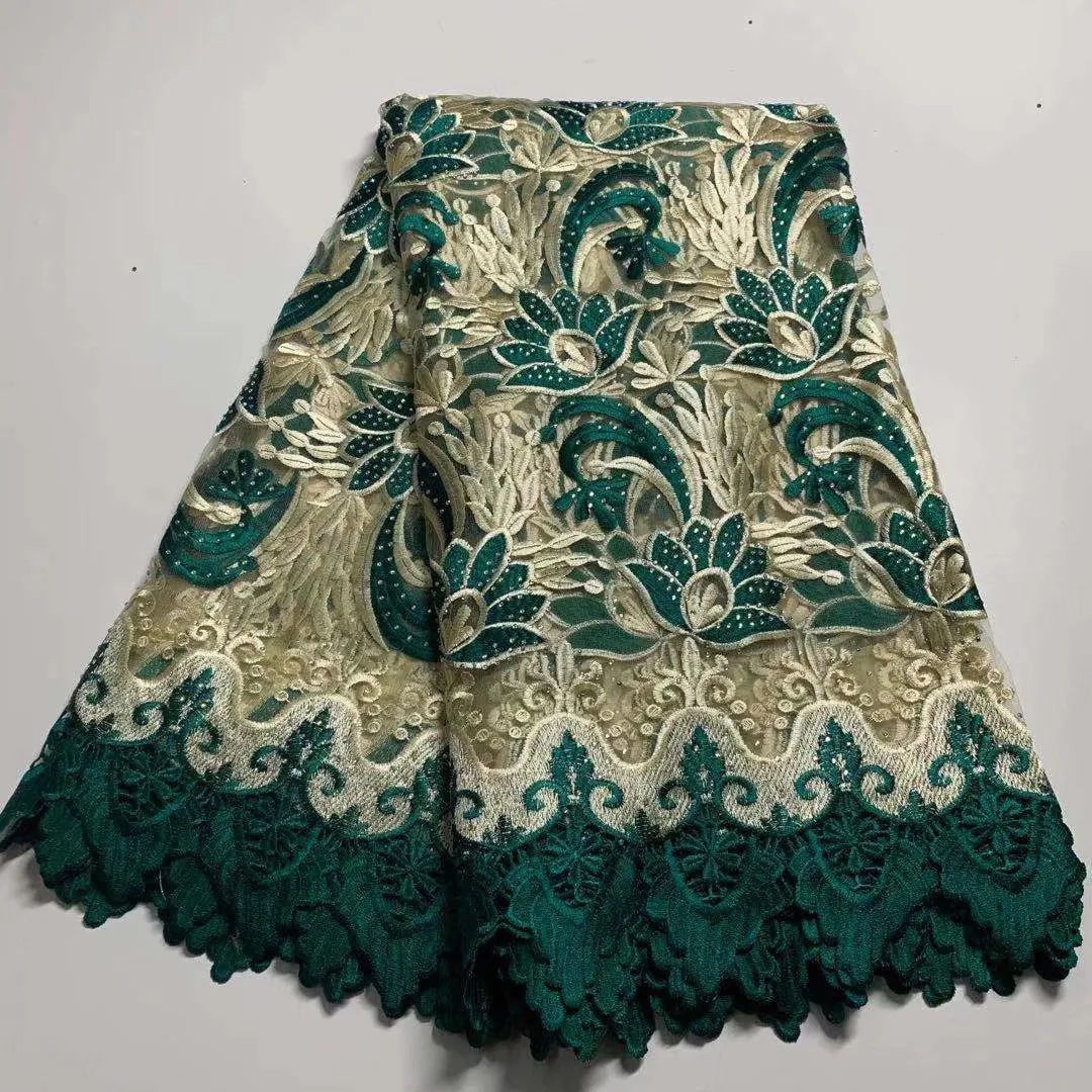 

African Cord Lace Fabric Double color High Quality Milk silk Lace Guipure Water Soluble Lace Cutout Holes For Wedding Sewing