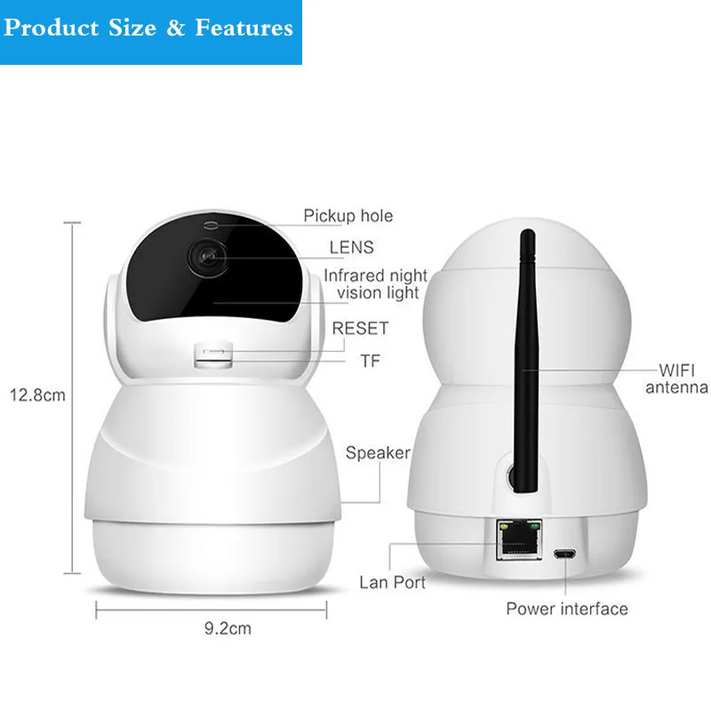 IP-камера видеонаблюдения HD 1080P 360 градусов панорамная Wifi рыбий глаз дуплексное