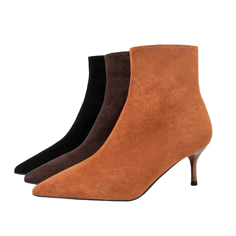 

2020Autumn Winter Women Boots Stretch Fabric Thin Heels Boots Fashion Ankle Boots High Heels Shoes Woman Sapatos