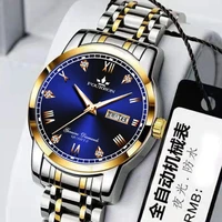mens steel band waterproof watch luminous double calendar quartz watch fashion non mechanical student sports watch