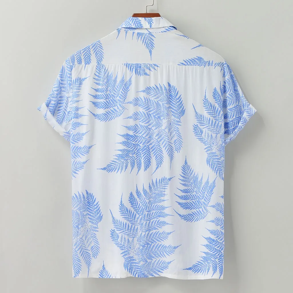 Рубашка мужская с коротким рукавом Повседневная Блузка на пуговицах принтом