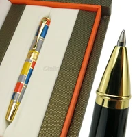 hero 767 art series red blue yellow colorful squares roller ball ballpoint pen gold trim professional office stationery writing