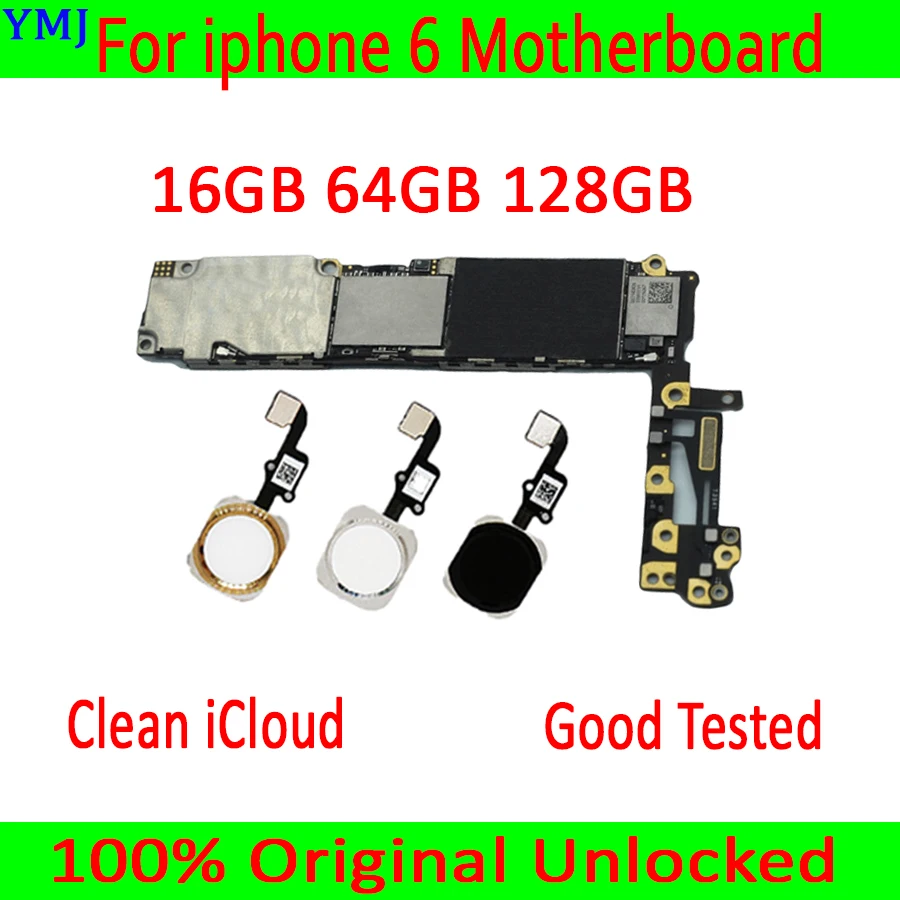 Chips completos para iphone 6, placa base de 4,7 pulgadas gratis iCloud,Original desbloqueado para placa base de iphone 6 con/sin ID táctil