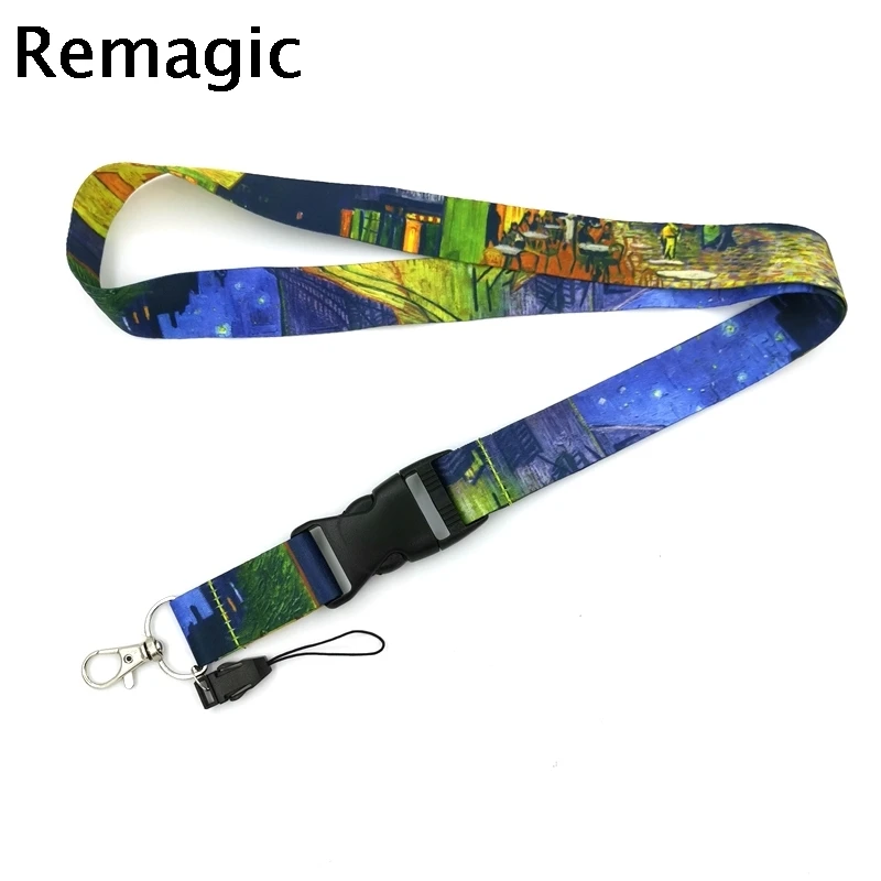 

20pcs Cafe Terrace at Night Lanyards Cool Neck Strap webbings ribbons Phone Keys ID Card Holder Lanyard For Keys DIY Hang Ropes