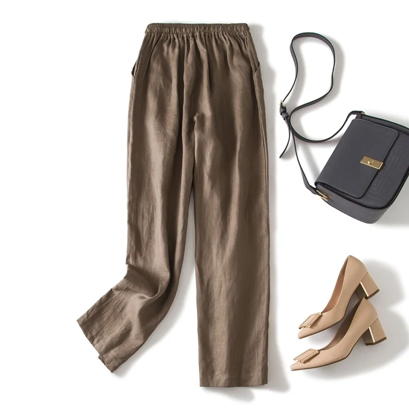 

Women's Cotton and Linen Trousers Summer 2020 New Straight-Leg Pants Casual All-Match Drape Artistic Loose Slimming