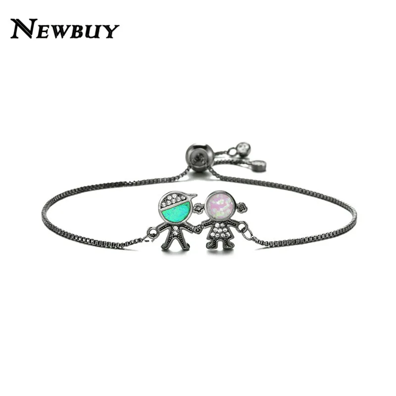 NEWBUY модный серебряный/золотой цвет милый мальчик и девочка Шарм Браслеты Микро Проложить прозрачный кубический цирконий Женский партии ювелирные изделия Прямая поставка - Окраска металла: NBSL461