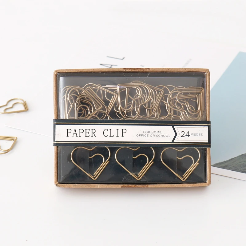 24 шт Симпатичные бронзовые пластиковые обертывания любовь закладка скрепки