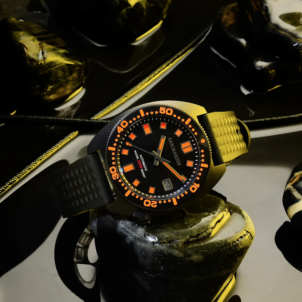 San Martin Men Diver Colorful Super Luminous NH35 Automatic Mechanical Black Warrior 6105 Turtle 20Bar SapphireCrystal Watches | Наручные