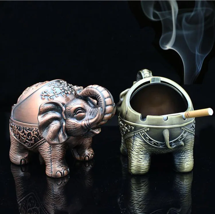 

Home Decor Ashtray Creative Metal Elephant with Lid Ashtray Office Home Smoking Accessories cenicero пепельница для авто asbak