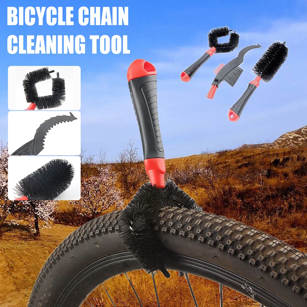 

3Pcs Bicycle Chain Cleaner Brush Bike Cleaning Kit Mountain Road Bike Chain Cleaner Washer Maintenance Tool Cycling Accessories