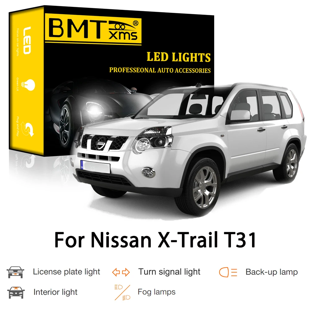 BMTxms Canbus For Nissan X-Trail XTrail T31 2007-2013 Car LED Exterior Interior Parking Turn Signal Reverse Brake Light Fog Lamp